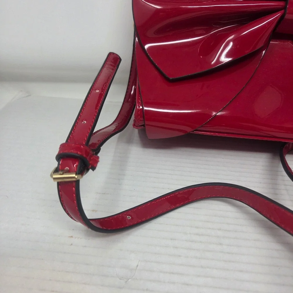 Vintage Satchel Bag Women Small Red Patent Bow Crossbody Retro Coquette 673